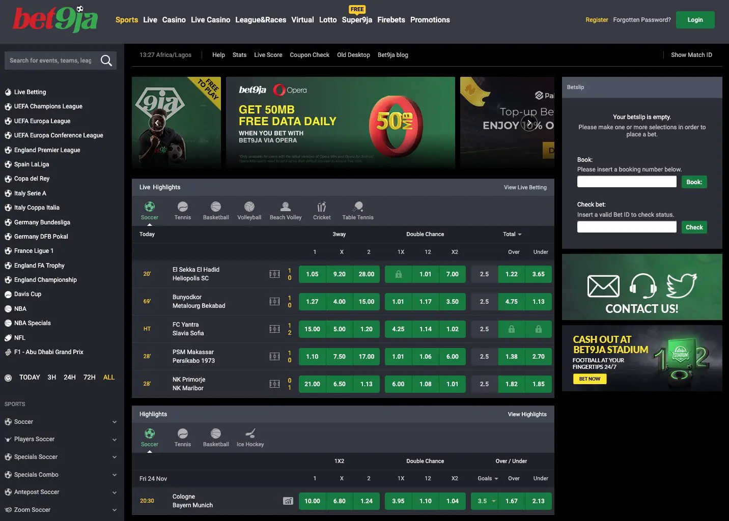 Plateforme de paris Bet9ja